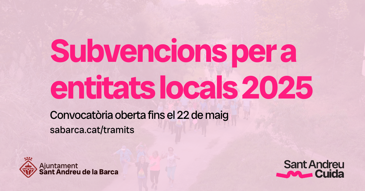 Imatge de la notícia: Oberta la convocatòria de subvencions per a entitats de Sant Andreu de la Barca